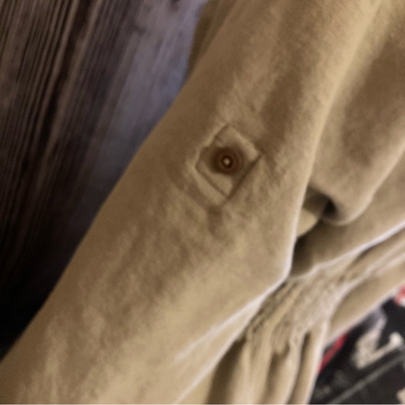 Soft Surroundings Khaki Button Down Mini Dress - Picture 6 of 12